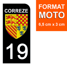 Load image into Gallery viewer, 19 CORREZE - Stickers pour plaque d'immatriculation, disponible pour AUTO et MOTO