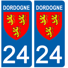 Load image into Gallery viewer, 24 Dordogne - Stickers pour plaque d'immatriculation, disponible pour AUTO et MOTO