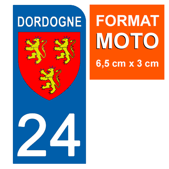 24 Dordogne - Stickers pour plaque d'immatriculation, disponible pour AUTO et MOTO