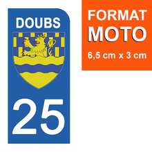 Load image into Gallery viewer, 25 DOUBS - Stickers pour plaque d'immatriculation, disponible pour AUTO et MOTO