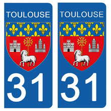 Load image into Gallery viewer, 31 TOULOUSE, HAUTE GARONNE - Stickers pour plaque d'immatriculation, disponible pour AUTO et MOTO