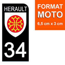 Load image into Gallery viewer, 34 HERAULT - Stickers pour plaque d'immatriculation, disponible pour AUTO et MOTO