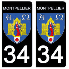 Load image into Gallery viewer, 34 MONTPELLIER, HERAULT - Stickers pour plaque d'immatriculation, disponible pour AUTO et MOTO