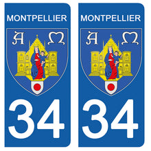 Load image into Gallery viewer, 34 MONTPELLIER, HERAULT - Stickers pour plaque d'immatriculation, disponible pour AUTO et MOTO
