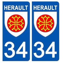 Load image into Gallery viewer, 34 HERAULT - Stickers pour plaque d'immatriculation, disponible pour AUTO et MOTO