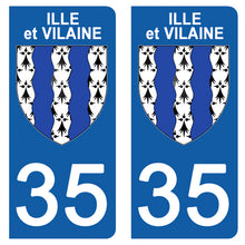 Charger l'image dans la galerie, 35 ILLE ET VILAINE - Stickers pour plaque d'immatriculation, disponible pour AUTO et MOTO