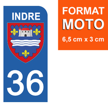 Load image into Gallery viewer, 36 INDRE - Stickers pour plaque d'immatriculation, disponible pour AUTO et MOTO