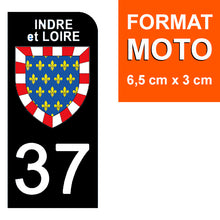 Load image into Gallery viewer, 37 INDRE et LOIRE - Stickers pour plaque d'immatriculation, disponible pour AUTO et MOTO