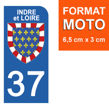 Load image into Gallery viewer, 37 INDRE et LOIRE - Stickers pour plaque d'immatriculation, disponible pour AUTO et MOTO