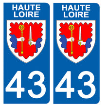 Charger l'image dans la galerie, 43 HAUTE LOIRE - Stickers pour plaque d'immatriculation, disponible pour AUTO et MOTO