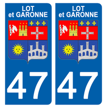 Load image into Gallery viewer, 47 LOT et GARONNE - Stickers pour plaque d'immatriculation, disponible pour AUTO et MOTO