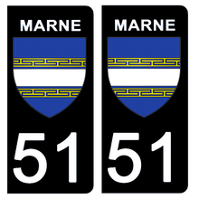 Load image into Gallery viewer, 51 MARNE - Stickers pour plaque d'immatriculation, disponible pour AUTO et MOTO