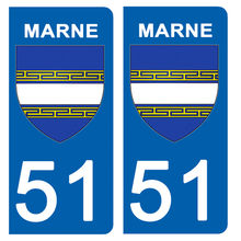 Load image into Gallery viewer, 51 MARNE - Stickers pour plaque d'immatriculation, disponible pour AUTO et MOTO