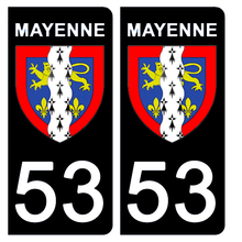 Load image into Gallery viewer, 53 MAYENNE - Stickers pour plaque d'immatriculation, disponible pour AUTO et MOTO