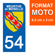 Load image into Gallery viewer, 54 MEURTHE et MOSELLE - Stickers pour plaque d'immatriculation, disponible pour AUTO et MOTO