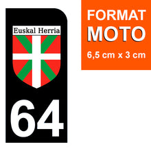 Load image into Gallery viewer, 64 PYRENNEES ATLANTIQUES, ikurrina - Stickers pour plaque d'immatriculation, disponible pour AUTO et MOTO