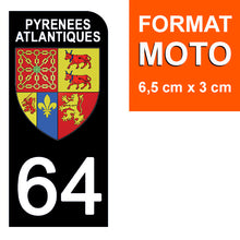 Load image into Gallery viewer, 64 PYRENNEES ATLANTIQUES - Stickers pour plaque d'immatriculation, disponible pour AUTO et MOTO
