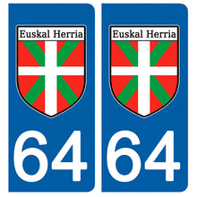 Load image into Gallery viewer, 64 PYRENNEES ATLANTIQUES, ikurrina - Stickers pour plaque d'immatriculation, disponible pour AUTO et MOTO
