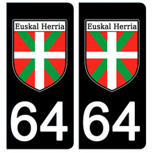 Load image into Gallery viewer, 64 PYRENNEES ATLANTIQUES, ikurrina - Stickers pour plaque d'immatriculation, disponible pour AUTO et MOTO