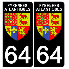 Load image into Gallery viewer, 64 PYRENNEES ATLANTIQUES - Stickers pour plaque d'immatriculation, disponible pour AUTO et MOTO
