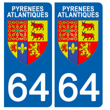 Load image into Gallery viewer, 64 PYRENNEES ATLANTIQUES - Stickers pour plaque d'immatriculation, disponible pour AUTO et MOTO