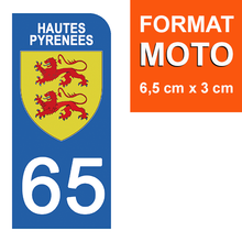 Load image into Gallery viewer, 65 HAUTES PYRENNEES - Stickers pour plaque d'immatriculation, disponible pour AUTO et MOTO