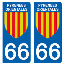 Load image into Gallery viewer, 66 PYRENNEES ORIENTALES - Stickers pour plaque d'immatriculation, disponible pour AUTO et MOTO