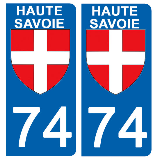 Sticker plaque immatriculation département 74 Haute Savoie