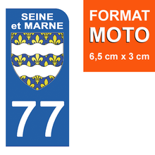Load image into Gallery viewer, 77 SEINE et MARNE - Stickers pour plaque d'immatriculation, disponible pour AUTO et MOTO