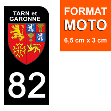Load image into Gallery viewer, 82 TARN et GARONNE - Stickers pour plaque d'immatriculation, disponible pour AUTO et MOTO