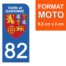 Load image into Gallery viewer, 82 TARN et GARONNE - Stickers pour plaque d'immatriculation, disponible pour AUTO et MOTO