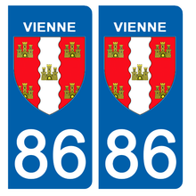 Load image into Gallery viewer, 86 VIENNE - Stickers pour plaque d'immatriculation, disponible pour AUTO et MOTO