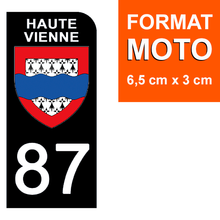 Load image into Gallery viewer, 87 HAUTE VIENNE - Stickers pour plaque d'immatriculation, disponible pour AUTO et MOTO