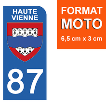 Load image into Gallery viewer, 87 HAUTE VIENNE - Stickers pour plaque d'immatriculation, disponible pour AUTO et MOTO
