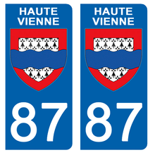 Load image into Gallery viewer, 87 HAUTE VIENNE - Stickers pour plaque d'immatriculation, disponible pour AUTO et MOTO