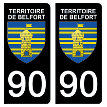 Load image into Gallery viewer, 90 TERRITOIRE DE BELFORT - Stickers pour plaque d'immatriculation, disponible pour AUTO et MOTO