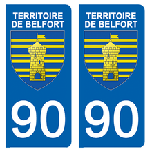 Load image into Gallery viewer, 90 TERRITOIRE DE BELFORT - Stickers pour plaque d'immatriculation, disponible pour AUTO et MOTO