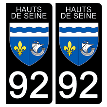 Load image into Gallery viewer, 92 HAUTS DE SEINE - Stickers pour plaque d'immatriculation, disponible pour AUTO et MOTO