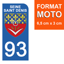 Load image into Gallery viewer, 93 SEINE SAINT DENIS - Stickers pour plaque d'immatriculation, disponible pour AUTO et MOTO