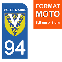 Load image into Gallery viewer, 94 VAL DE MARNE - Stickers pour plaque d'immatriculation, disponible pour AUTO et MOTO