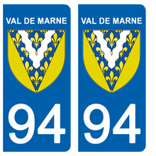 Load image into Gallery viewer, 94 VAL DE MARNE - Stickers pour plaque d'immatriculation, disponible pour AUTO et MOTO
