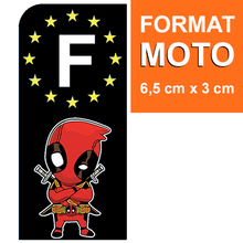 Charger l'image dans la galerie, Stickers pour plaque d'immatriculation MOTO EUROBAND - DEADPOOL - bleu ou noir