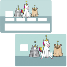 Load image into Gallery viewer, Les licornes existent ! - sticker pour carte bancaire, 2 formats de carte bancaire disponibles