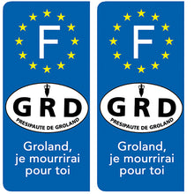 Charger l'image dans la galerie, Presipauté de Groland « Groland, je mourrirai pour toi. » - Stickers pour plaque d'immatriculation, disponible pour AUTO et MOTO