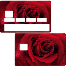 Load image into Gallery viewer, Rose rouge - Sticker pour carte bancaire, disponible en deux formats.