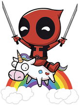 Charger l'image dans la galerie, Sticker, Bébé à bord ! Deadpool sur sa vache