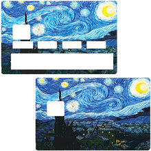 Load image into Gallery viewer, La Nuit étoilée de Van Gogh Sticker - Sticker pour carte bancaire, disponible en deux formats.