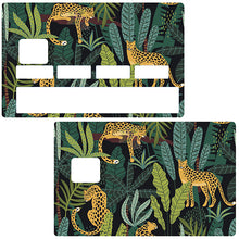 Load image into Gallery viewer, Leopards dans la jungle - Sticker pour carte bancaire, disponible en deux formats.
