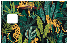 Load image into Gallery viewer, Leopards dans la jungle - Sticker pour carte bancaire, disponible en deux formats.