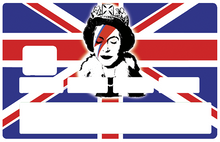 Load image into Gallery viewer, Queen Elisabeth Vs Bowie in england - Sticker pour carte bancaire, disponible en deux formats.